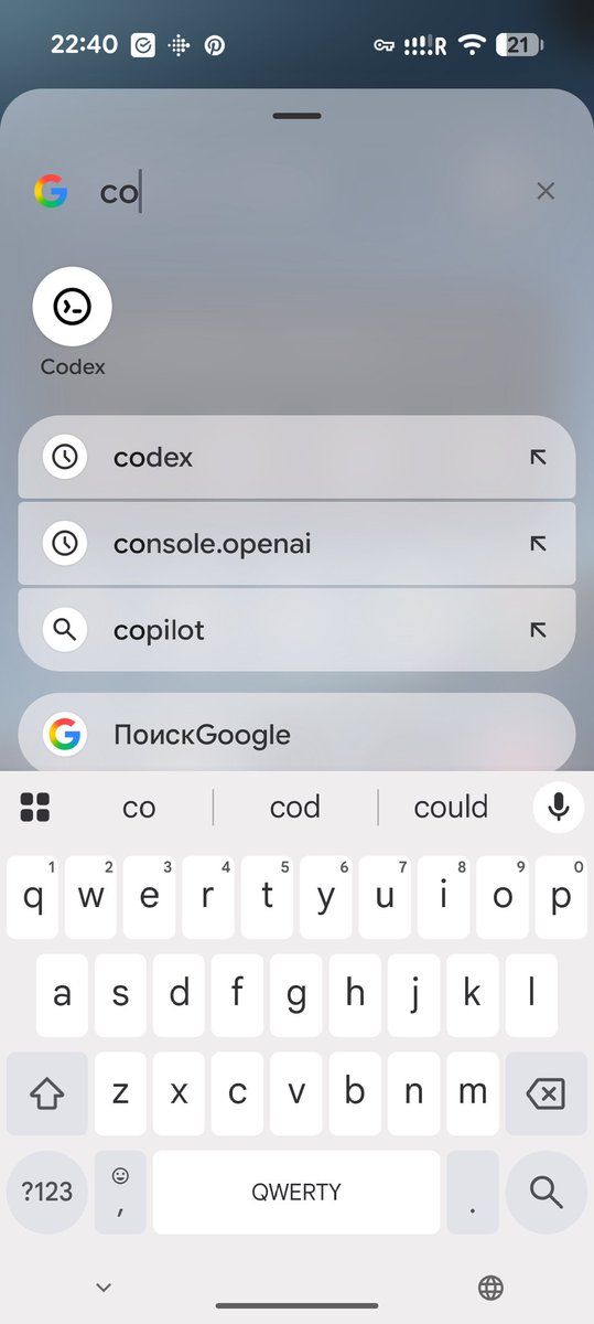 serg7286's tweet photo. @joannejang So there’s no Codex shortcut on iOS ? https://t.co/Dtw3DjmWkE