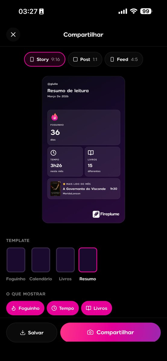 fireplumeapp's tweet photo. Nós amamos também 💖
Estamos buscando melhorar a experiência dos leitores, então se tiver algum pedido pode mandar mensagem pra gente 🫶🏼
Clica no foguinho no seu perfil que agora também dá pra ver seu histórico de leitura que aumenta o foguinho assim ó
Ainda não divulgamos nas redes mas já tá disponível para todos 🥰