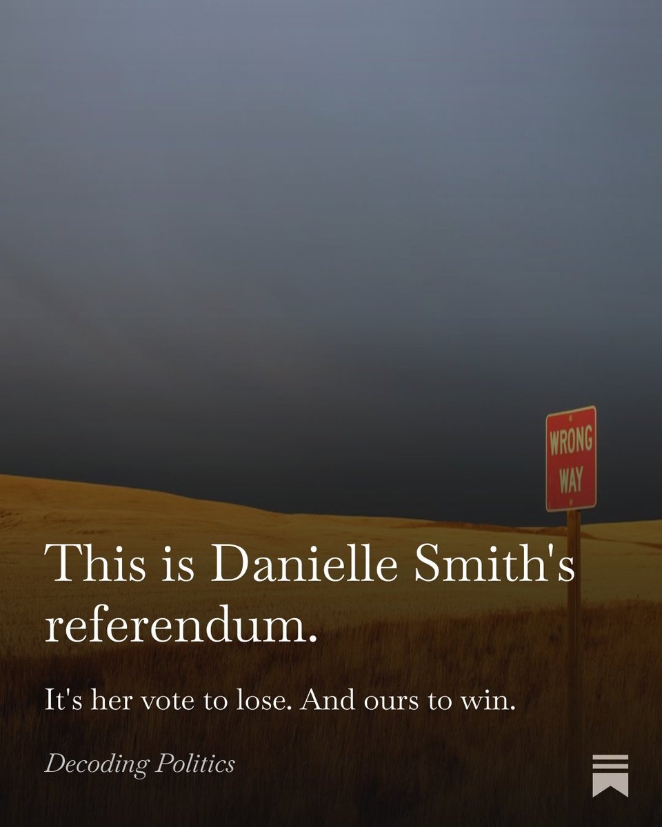 DrJaredWesley's tweet photo. Danielle Smith's latest move — a referendum on whether to have another referendum — gives separatists yet another set of advantages.

And it's been left up to committed federalists to settle the fight she's started.

My latest.

🔗 https://t.co/YPsu65S0Wt https://t.co/t1xOOR1Fne
