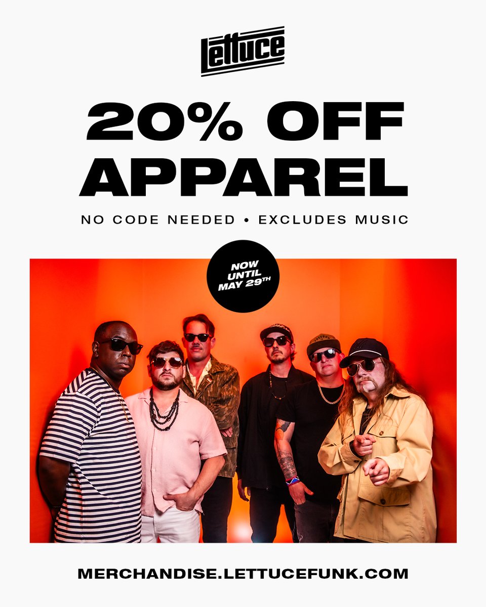 lettucefunk's tweet photo. Memorial Day sale is LIVE 🥬 20% off the merch store, no code needed. Sale ends May 29th at 11:59pm! Shop now at https://t.co/qGm13B0AM1 https://t.co/U9CiNmHXe2