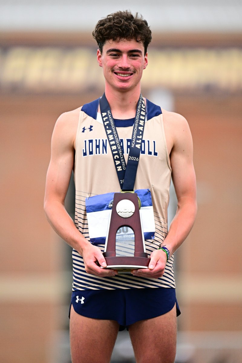 JCUXCTF's tweet photo. YOUR 2026 NATIONAL RUNNER UP 🏆

⚡Sam Su (2026 NCAA Division III Outdoor Track & Field Championships)
🔷1500 Meter Run: 3:45.44
🔷Broke the school record in the event (previously held by Alex Phillip)
🔷Second All-American accolade of his career (2026 Indoor Mile)

#StreakUp | #WhyJCU | #NCAATF