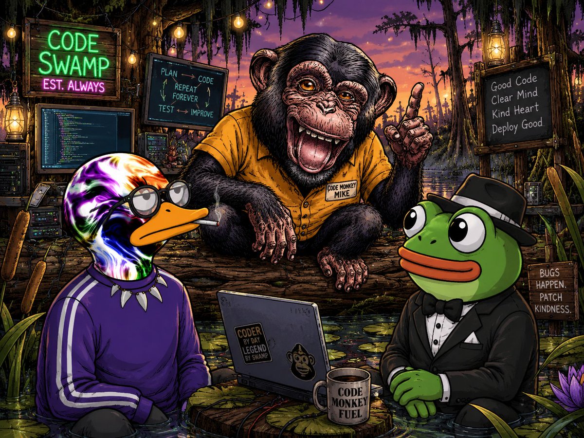 Slippykas's tweet photo. The swamp is feeling extra blessed today 🐸🌿

$Slippy is proud to welcome Code Monkey Mike into our humble little swamp! 🐒💻

He may be big and mighty in the $Kaspa crypto world, but today Slippy made his livestream with the hidden future right on his tongue 👀🔥

Anyone looking for an amazing Discord packed with real alpha, smart builders, and powerful crypto AI tools should definitely check him out.

Today, Slippy even closed out the show! 🐸🎩

Watch the whole stream for plenty of alpha, or scroll to the last 2 minutes and see $Slippy shine in the swamp spotlight 👇

https://t.co/hHebKcH2BI

The swamp keeps growing. The friends keep showing up. And $Kaspa season is only getting started 🚀🌿

#Crypto #Kasfyi #Kaspa #Krc20 #Memecoin #1000x #Bullrun #10bps #Gem #KasWareWallet #DefiKaspa #Nfts #Website #FairLaunch #KaspaCom #KsprBot #L2 #L1 #Bridge #Dex #Cex