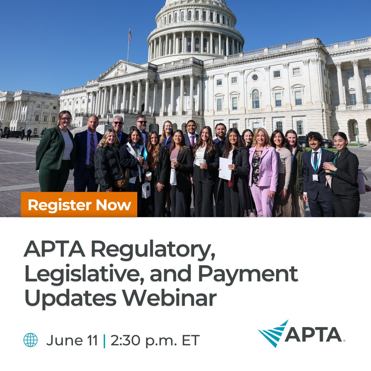 APTA_official's tweet photo. Join APTA's upcoming webinar to stay informed on the latest regulatory, legislative, and payment updates shaping the profession right now.

🔗 Register now to join us on June 11 and get the insights you need to navigate what’s next: https://t.co/eyb4qFKtBd https://t.co/78Kc3o402M