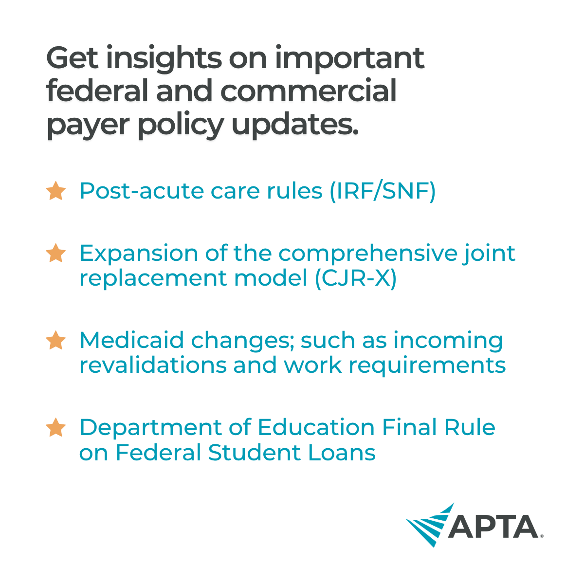 APTA_official's tweet photo. Join APTA's upcoming webinar to stay informed on the latest regulatory, legislative, and payment updates shaping the profession right now.

🔗 Register now to join us on June 11 and get the insights you need to navigate what’s next: https://t.co/eyb4qFKtBd https://t.co/78Kc3o402M