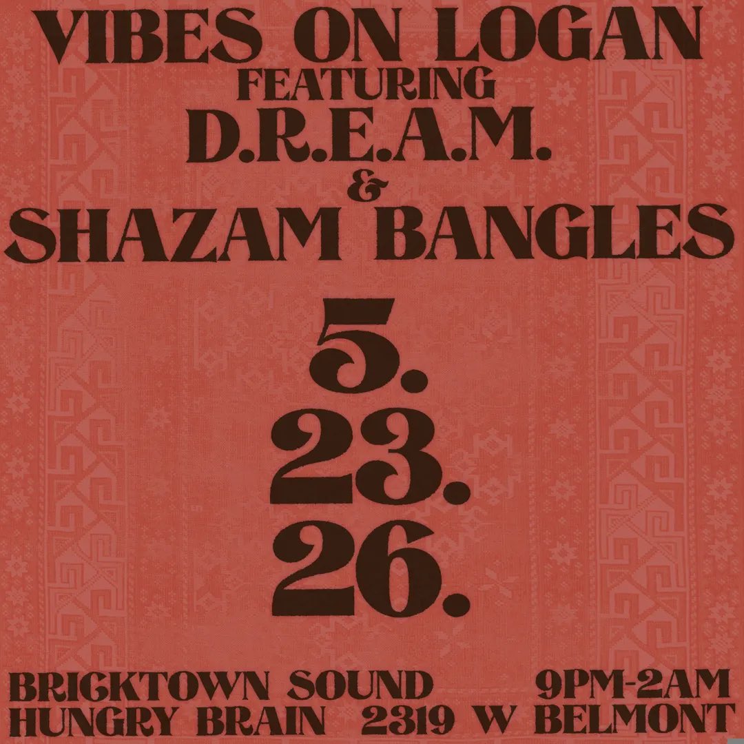 HungryBrainChi's tweet photo. Saturday! Bricktown Sound dance party with Vibes on Logan Featuring D.R.E.A.M. &amp; Shazam Bangles. Doors: 7, Music: 9pm. FREE! https://t.co/FTwtNCYLth