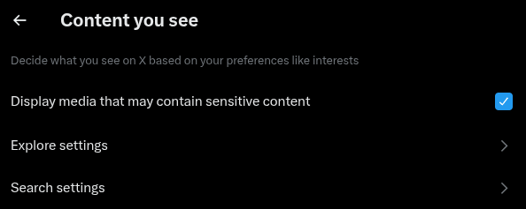 OpticalTazze's tweet photo. @Support content keeps getting filtered on PC despite my settings, the QR code doesn't help because nothing is filtered on the Android app, and when I scan it the app opens for a split second and then closes again (since verification is not needed I assume), can I get some help? https://t.co/hy4n2gWi10