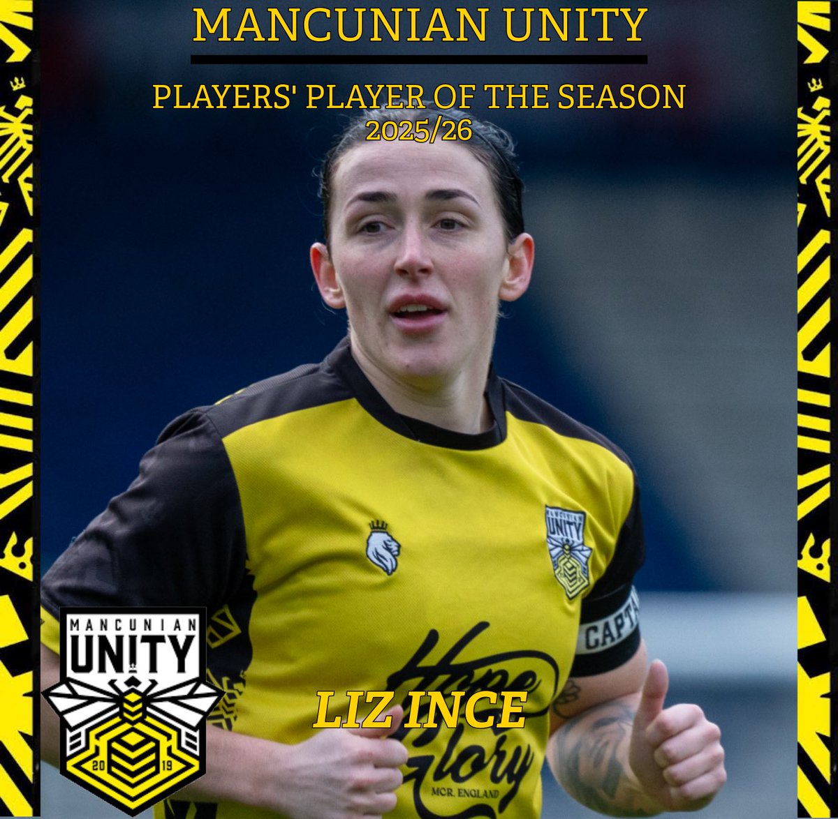 MancunianUnity's tweet photo. Liz Ince is your Players’ player of the Season! 💛🖤 https://t.co/Klp5Yk4QYi