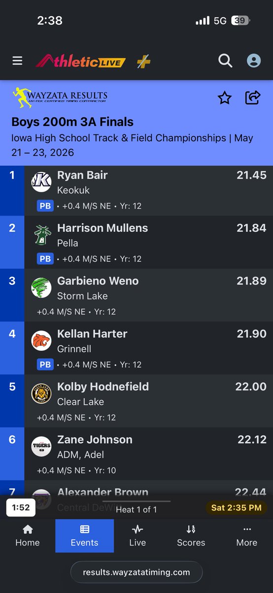 GrinnellTandF's tweet photo. 🚨State Medalist🚨

200m | 4th | 21.90

Kellan Harter https://t.co/bd1fSnU1Rr