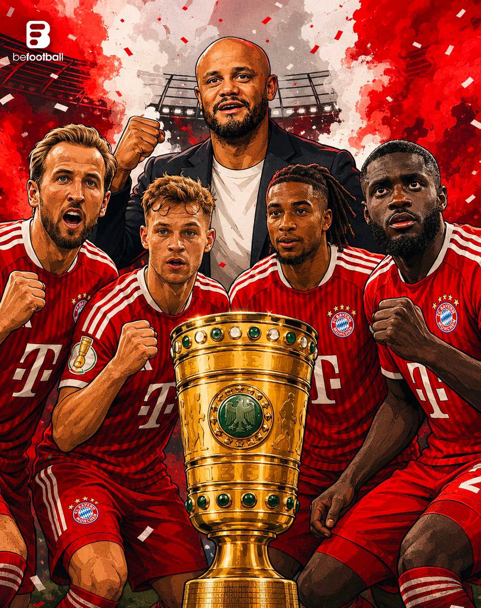 _BeFootball's tweet photo. 🚨🚨 OFFICIEL ! LE BAYERN MUNICH REMPORTE LA COUPE D'ALLEMAGNE POUR LA 21e FOIS DE SON HISTOIRE !! 🏆❤️🤍

LES BAVAROIS RÉALISENT LE DOUBLÉ NATIONAL CETTE SAISON :

🥇 BUNDESLIGA
🥇 DFB POKAL