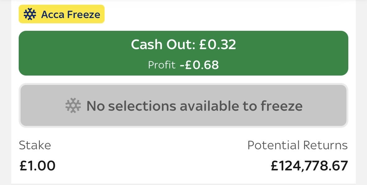 aitch_dan's tweet photo. I just want to go on record with what Skybet have offered me with my PL accumulator tomorrow. 😂 https://t.co/CT7jzziNdC