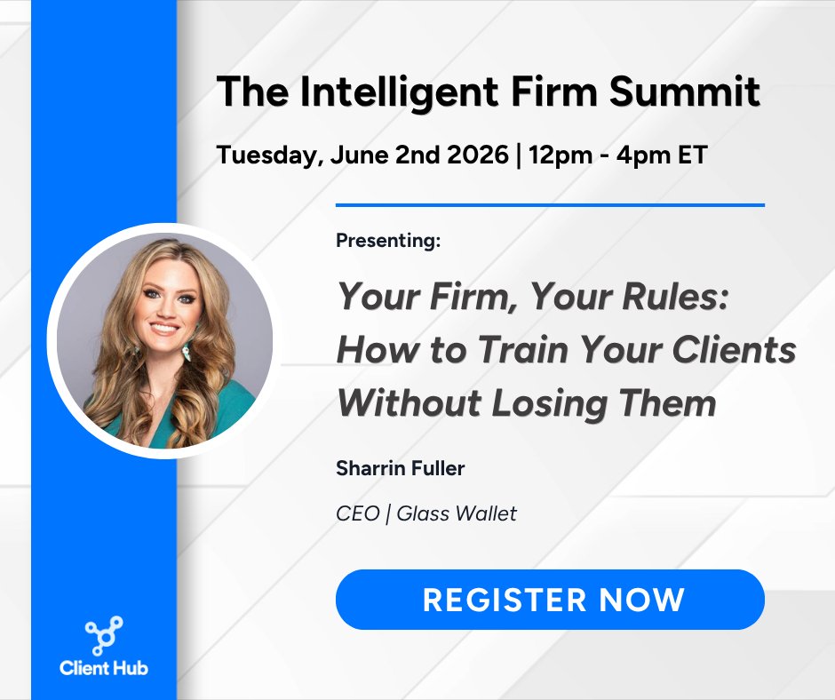 ClientHubApp's tweet photo. Sharrin Fuller built an accounting firm and sold it for $2M. Now she helps others do the same.

She's joining us at the Intelligent Firm Summit to talk client management skills.

June 2nd, 12–4pm ET. Free + CPE eligible: https://t.co/nngM1nOJLb

#ClientHub #FirmGrowth https://t.co/uFHPBQ6rZe