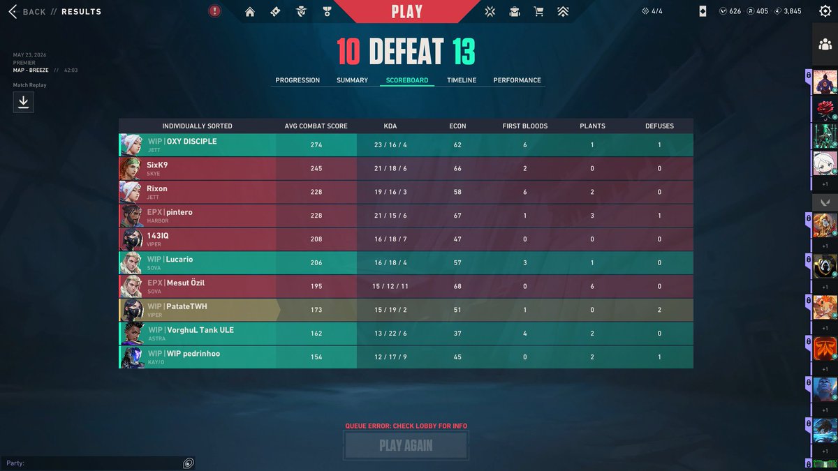 PatateTWH's tweet photo. 1-1 Week Invite France

13-4 vs #PurEsport (daisuke, elixor &amp; co)
10-13 vs @EmporXEsports 

On finit pas nos avantages numériques sur la deuxième game mais overall du bon jeu pour une map pas pracc. Bj aux gars d'EmporX, c'est solide 🫡
Merci @VqZvlr pour le sub de qualité 😘 https://t.co/qS8e2AcyuN