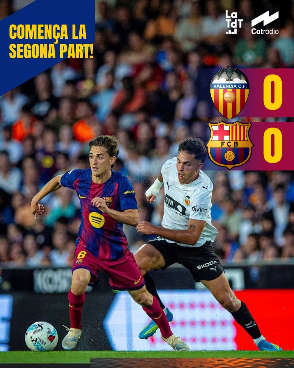 LaTdT's tweet photo. 💥 COMENÇA LA 2a PART!      

Entra Xavi Espart per Araujo

▶️ Escolta'ns a @CatalunyaRadio
https://t.co/U192ogq3Am https://t.co/qD4J3CAaLJ