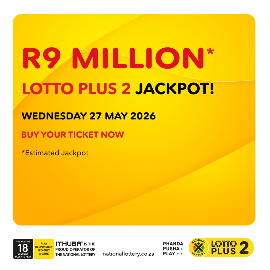 sa_lottery26's tweet photo. The #LOTTO, #LOTTOPLUS1 &amp; #LOTTOPLUS2 estimated jackpots:

#LOTTO: R13 Million
#LP1: R7 Million
#LP2: R9 Million for 27/05/26!

#PhandaPushaPlay NOW https://t.co/C9BdmE39GK

Players must be 18 years or older, play responsibly. ITHUBA is the proud operator of the National Lottery. https://t.co/OceZOiATRa
