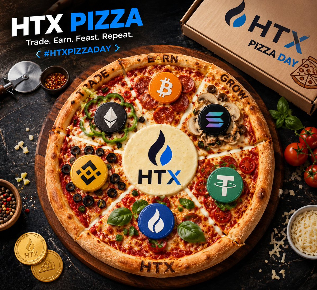 DePINed_Icewith's tweet photo. @HTX_Global My ultimate crypto pizza would definitely have:
🍕 BTC pepperoni
🔥 HTX hot sauce
🟢 Extra green candles
💎 Diamond hands topping
🚀 And a full bull market baked into every slice 😆

Happy #HTXPIZZADAY 🍕 https://t.co/c5ja8R2agv