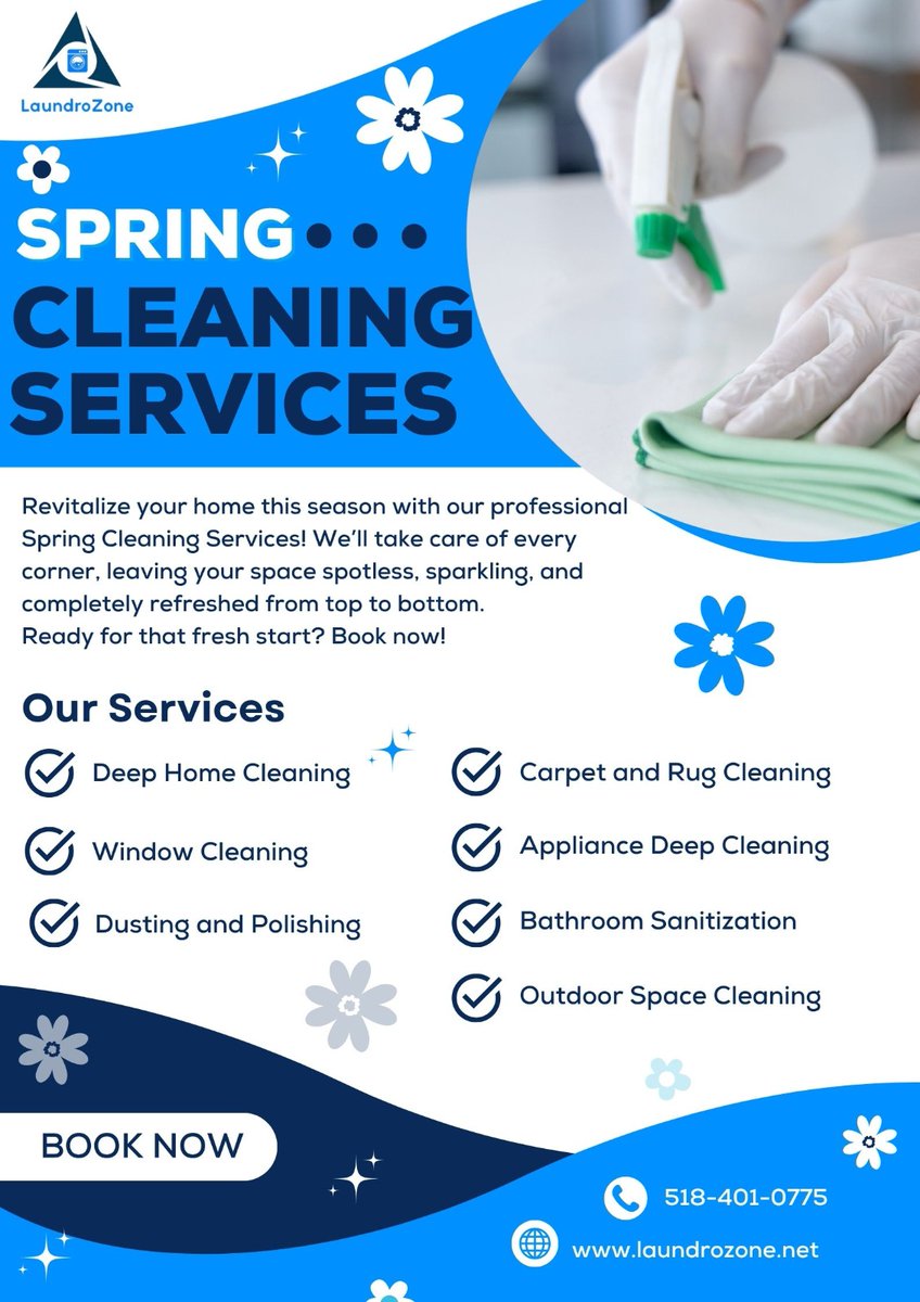 LaundroZon's tweet photo. 🌸 Ready for a cleaner, fresher space this spring?
Laundrozone Cleaning Services provides professional deep cleaning, carpet cleaning, bathroom sanitization, window cleaning &amp; more in Latham, NY! 🧼✨
📞 518-401-0775

#SpringCleaning #LathamNY #CleaningServices #DeepCleaning https://t.co/BVssVStJRC
