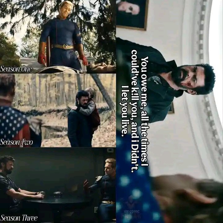 David_Da_Boss's tweet photo. Did you notice?

When Homelander says to Billy Butcher,

“You owe me. All the times I could’ve k!lled you and I didn’t. I let you live.”

Logically, Homelander was right in that moment. He indeed had multiple chances to kill Billy Butcher during the first three seasons whenever they confronted each other one-on-one. If Homelander truly wanted to he could’ve killed him instantly but he didn’t, instead he saved Billy in Season 1 from that blast.

That’s because Homelander actually had a certain level of respect for Butcher. And if I’m not wrong, Billy Butcher was probably the only man Homelander genuinely respected for not being scared of him. 🔥👀 

🎬🍿