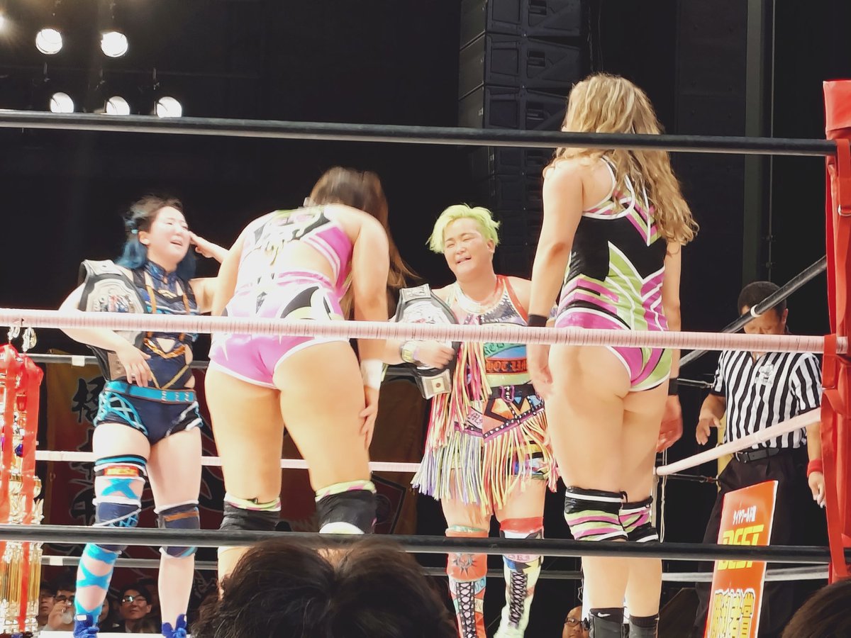 crazy_max0614's tweet photo. #仙女 2026.5.22 仙台ＰＩＴ
#水波綾 #愛海 (#愛海と水波)vs #サファイア・リード #アニータ・ヴォーン　(#HyperActive)
試合後はノーサイド🇯🇵🤝🇬🇧
#SENJO https://t.co/p4ieFtLV1H