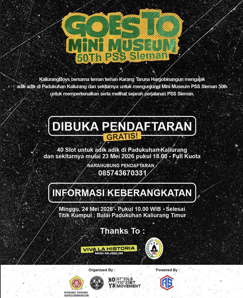 alifmadani_'s tweet photo. @slemanjersey Apresiasi juga tak luput kami haturkan kepada para guru, pelatih SSB, pemuda dan perangkat desa kabupaten Sleman yang turut meramaikan museum ini dengan mengajak dan mendampingi anak-anak Tanah Sembada berkunjung ke Viva La Historia. Terimakasih! 

Hormat kami 🫡 🦅 https://t.co/Wsk8gUqQSu