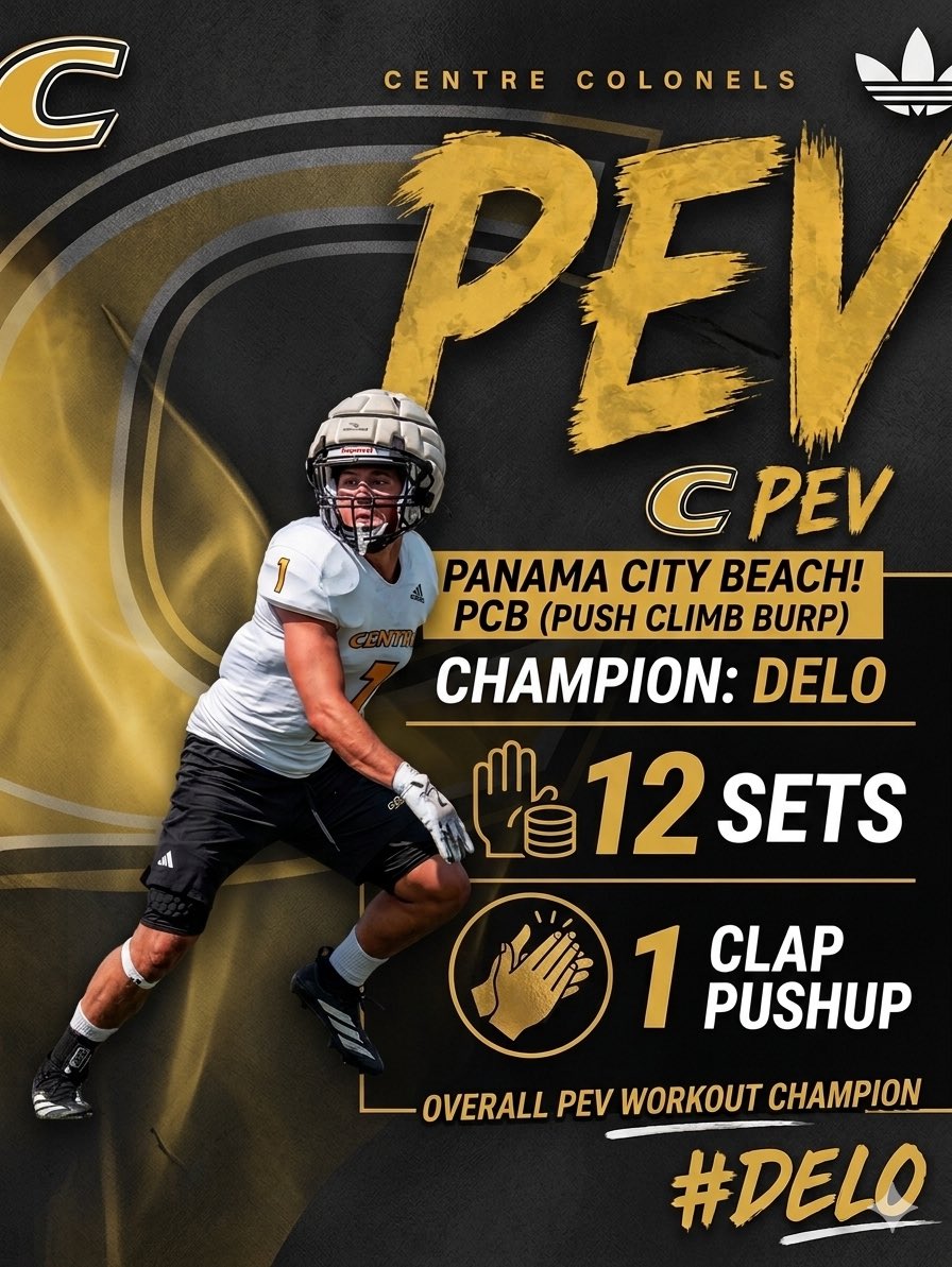 CentreFootball's tweet photo. Summer Week 1 PEV CHAMP 🔥🔥: Will “Delo” DeLorimier 

Step up and see if you can defeat our PEV Champ of the week 😤 #BossManDelo https://t.co/mStFVlfB5p