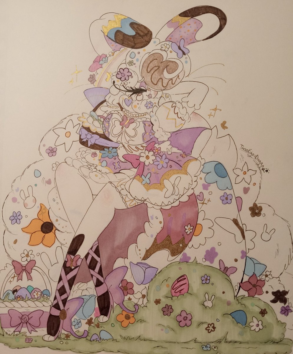 ThankyouDoggo's tweet photo. 🐰💐🩷

The Fairest lady in the Easter Parade.

100 Milestone skin for Cadbunny!! Easter Butterfly Tea Party Cadbunny. 

Thank you guys for getting her here to this point!! More to come soon!! 

#KindersFantasticFreakshow #FindingFrankieOC #OCArt https://t.co/hDDk6YJZj4