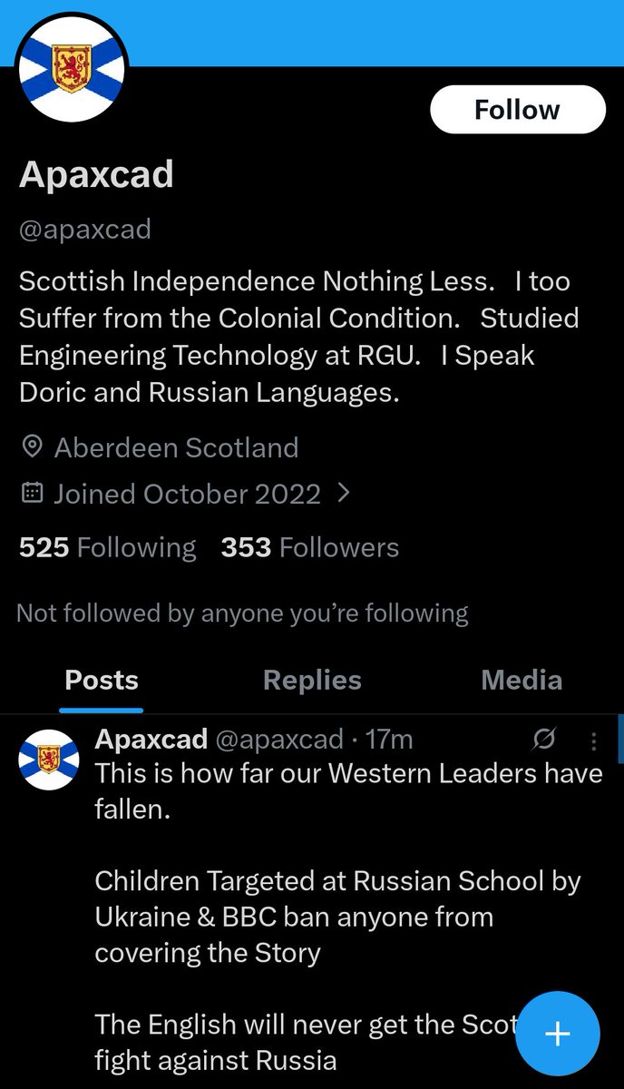 idiotimmune's tweet photo. @apaxcad Very rare to see a russian bot actively just flat out tell you they are that on their profile https://t.co/Lz1rCwNoR2