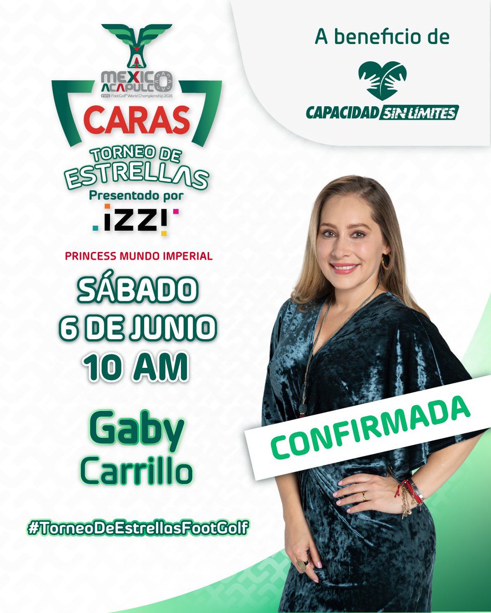 AnaMadelaTorre's tweet photo. Confirmada @gabycarrillomx @FIFGFootGolfWC 

#TorneoDeEstrellasFootgolf
#FootgolfAcapulco2026 https://t.co/K6IRjavgQn