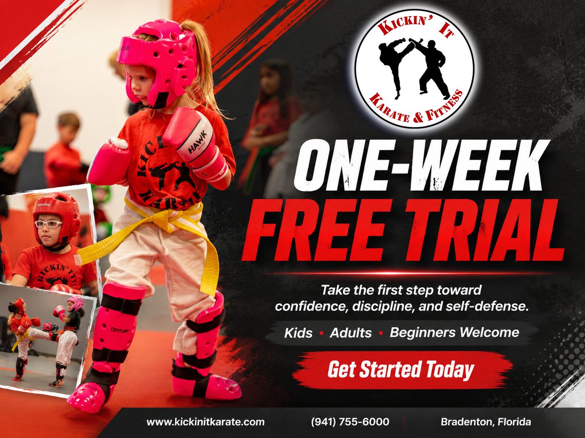 Kickinit_Karate's tweet photo. Big confidence starts with one kick! 🥋🔥 Try Kickin’ It Karate &amp; Fitness with a ONE-WEEK FREE TRIAL. Kids, adults &amp; beginners welcome—build discipline, self-defense, and strength today! https://t.co/72xquYcfrJ #KickinItKarate https://t.co/rdXooqmAeQ