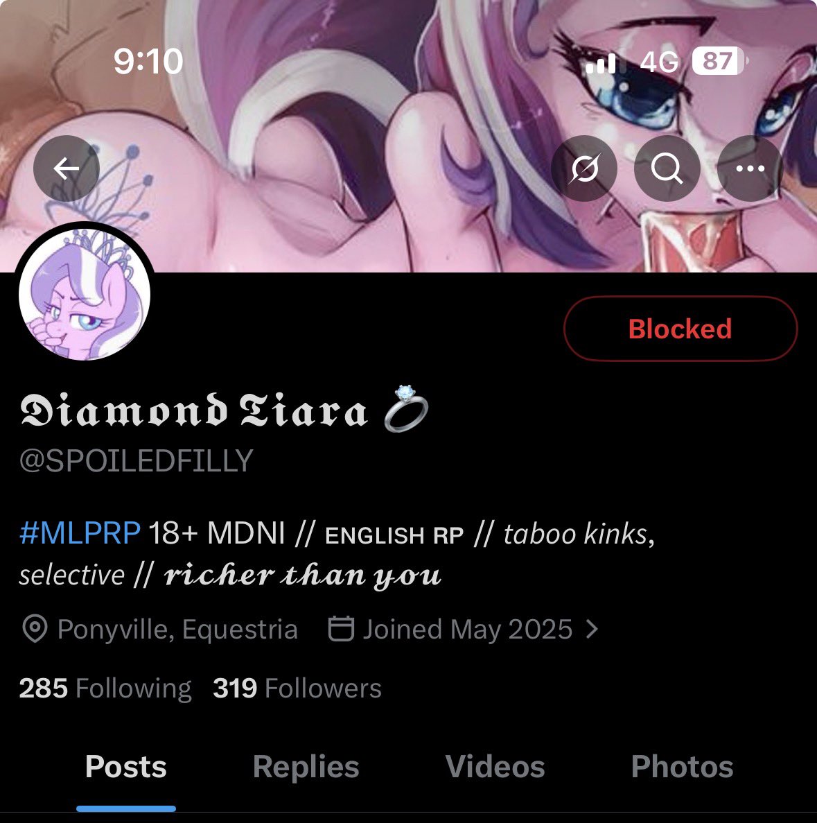 FlirtyBookMare's tweet photo. // Kindly make sure you’re not following this person. 

An alarming amount of my mutuals seem to be following them, but they seem to have flipped relatively recently so I’m trying to five folks the benefit of the doubt.

Their pinned clearly states they’re a foalcon account. https://t.co/ZIK4PCBhKD