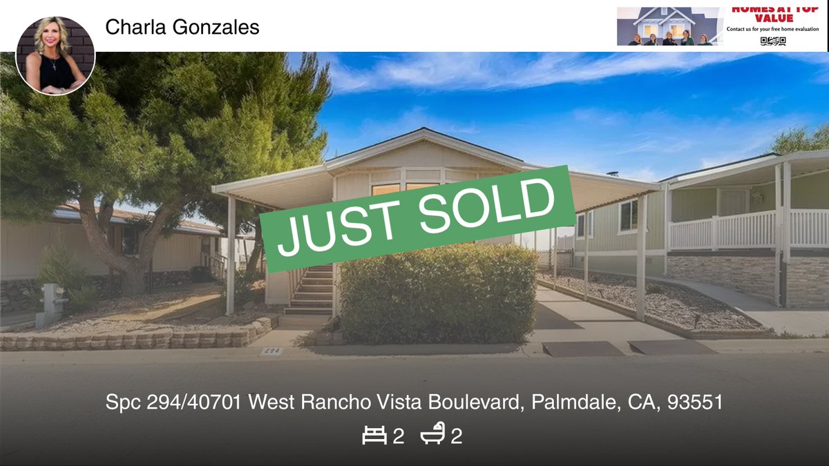 avcharla's tweet photo. 🛌 2 🛀 2
📍 Spc 294/40701 West Rancho Vista Boulevard, Palmdale, CA, 93551

My latest sale on RateMyAgent.
CAR 01448907
https://t.co/9u8q9T6pFv

...
#ratemyagent #realestate https://t.co/zSKfiDdWYT