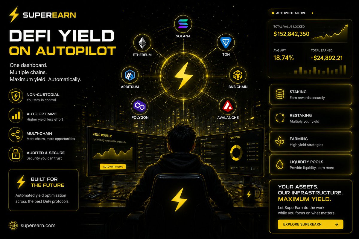 6ixer002's tweet photo. Stumbled on @superdapp today and honestly wasn't expecting much.

Then I saw $152M TVL, 18.74% APY, autopilot yield across 6 chains.

Most DeFi platforms make you do all the work.
This one doesn’t.

This is the kind of DeFi I actually want to use. https://t.co/0yul1fk2rj