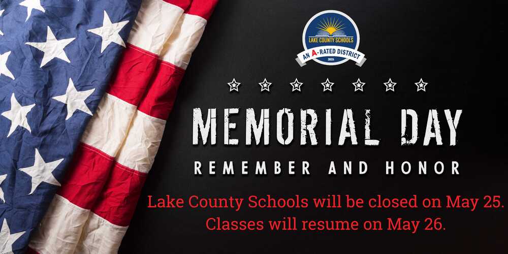 lakeschools's tweet photo. Schools and offices closed for Memorial Day https://t.co/VlC00iTNe4 https://t.co/coXtU5ev3F