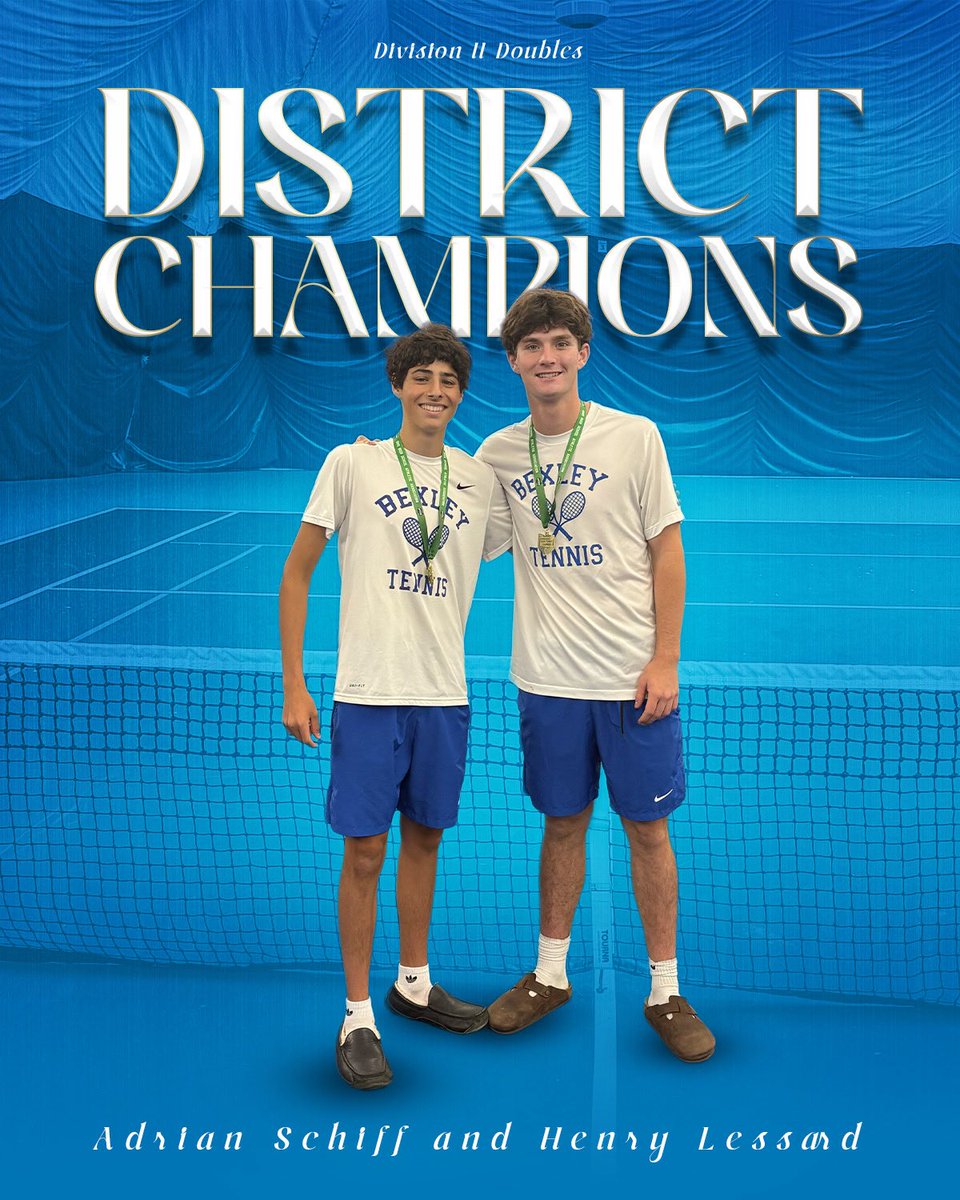 BexleyBoys10s's tweet photo. Congrats to our four state qualifiers!

Harrison Lessard- Singles District Champion 

Henry Lessard/Adrian Schiff- Doubles District Champions

Amiya Bowles- Singles District Runner-up

What a GREAT day it was to be a Lion! 🦁 

#GoLions #Bexley10s #OurYear #Family https://t.co/gQ2L9S6AGB