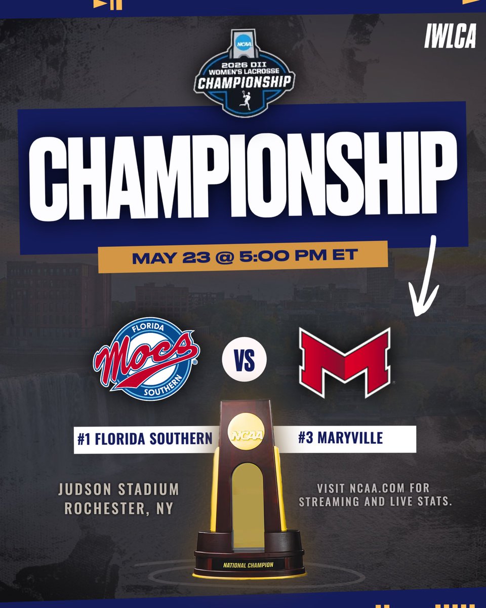 IWLCA's tweet photo. Despite the rain, the mission stays the same. It’s GAMEDAY 💪🚨

The road ends here as the @NCAADII WLAX National Championship takes center stage here in Rochester, NY inside Judson Stadium at 5pm ET.

One game. One title. One team leaving with the 🏆 Who’s it going to be?!? https://t.co/KZT8pDITnv