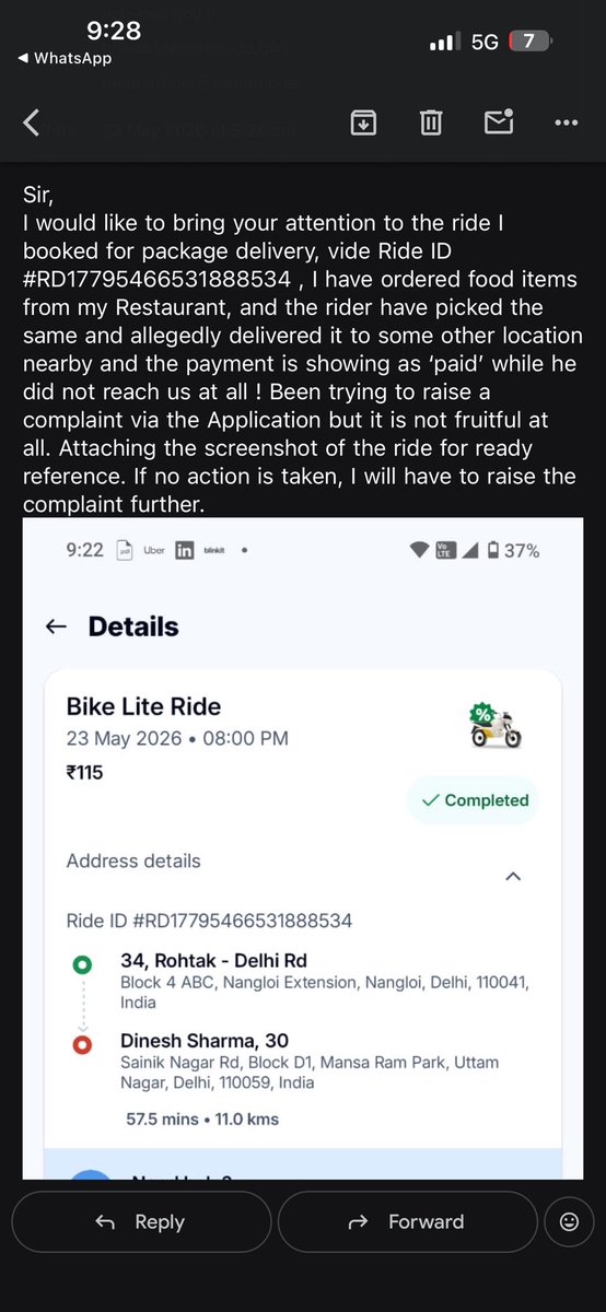 itsaviraltv's tweet photo. @rapidobikeapp used it for the first time, and experience peaked ! 🤡 #rapido https://t.co/TdpgRAP6II