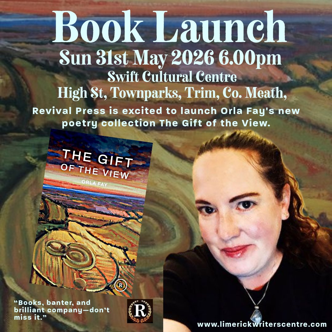 LimerickWriters's tweet photo. Check out 'Book Launch: ‘Gift of the View’ by Orla Fay 6pm Sun 31st May, Swift Cultural Centre, Trim Co Meath' on Limerickwriters website https://t.co/fU5NSvtRLA 
#poetry @poetryireland @irishpoetrynet @PoetryIrelandEd https://t.co/AL3rG3bAyK