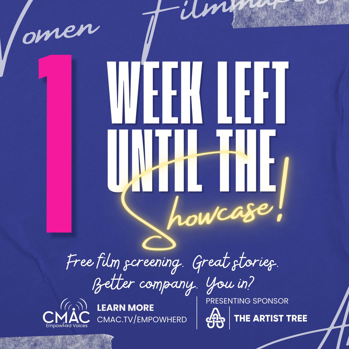 CMACTV's tweet photo. Tickets are going fast for the EmpowHERd Voices Showcase 2026! 🚨

Join us for an inspiring afternoon of documentary storytelling as emerging women filmmakers premiere short films on the big screen.

RSVP!
🔗 https://t.co/rynf1Isy80

💜 Presented by The Artist Tree https://t.co/YJLYMaIoJp