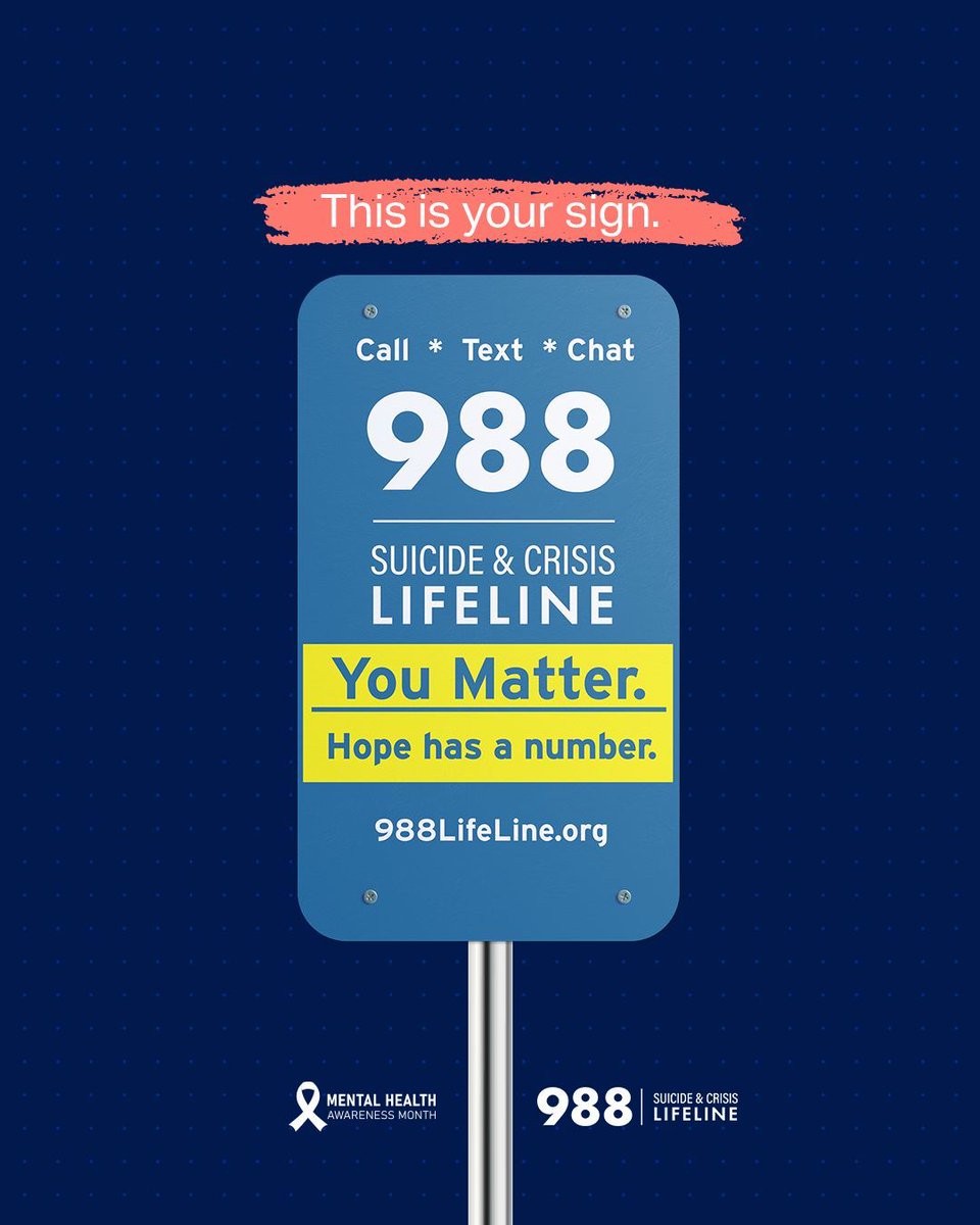 DGSOSheriff's tweet photo. The Sheriff's Office and many other organizations in our community worked together so you'll see signs up around the county with a simple message - You Matter. 

If you or someone you care about, hope is just three digits away - 988. https://t.co/xICvYhhXna