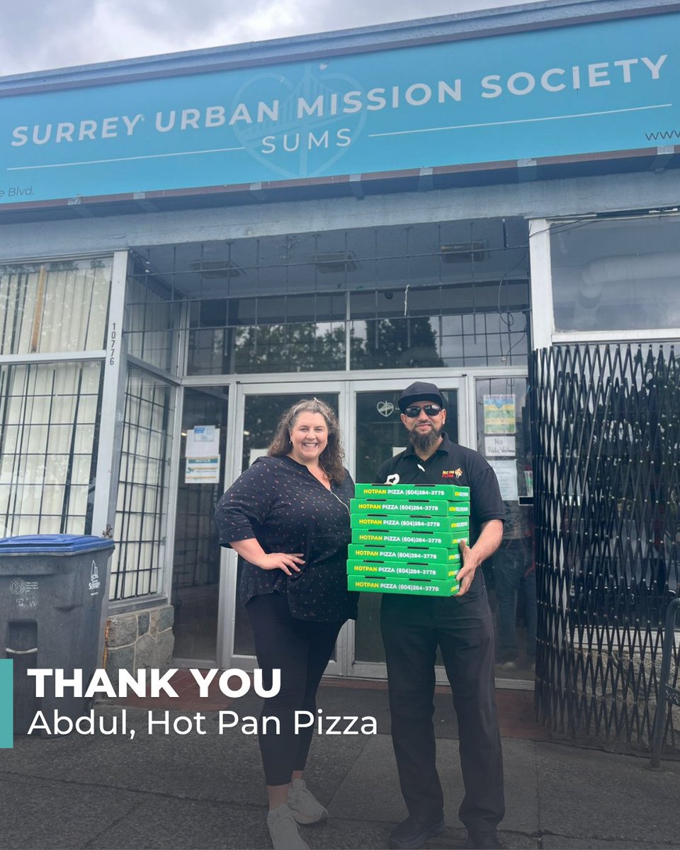 SUMSplace's tweet photo. Huge thanks to Abdul from Hot Pan Pizza for the pizza donation! 🍕💚 Our guests loved the pizza party. Grateful for community support! 🙌 #BridgeToHope #SUMSPlace #CommunitySupport #SurreyBC #SupportLocal 🍕🤝💚
📧 jennifer.veasey@sumsplace.ca
🌐 https://t.co/cOfEgmWzYO https://t.co/jgG2FleAyA