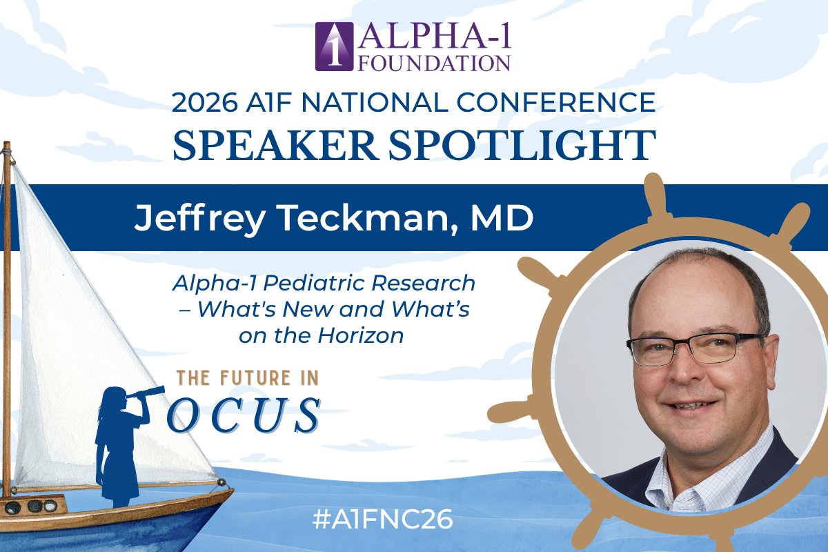 AlphaFriend's tweet photo. Explore the future of pediatric Alpha-1 research with Dr. Teckman at the 2026 A1F National Conference #A1FNC26. His session, “Alpha-1 Pediatric Research – What’s New and What’s on the Horizon,” will share key insights and emerging developments. To attend virtually, register here: https://t.co/T4K7PeNqpc
