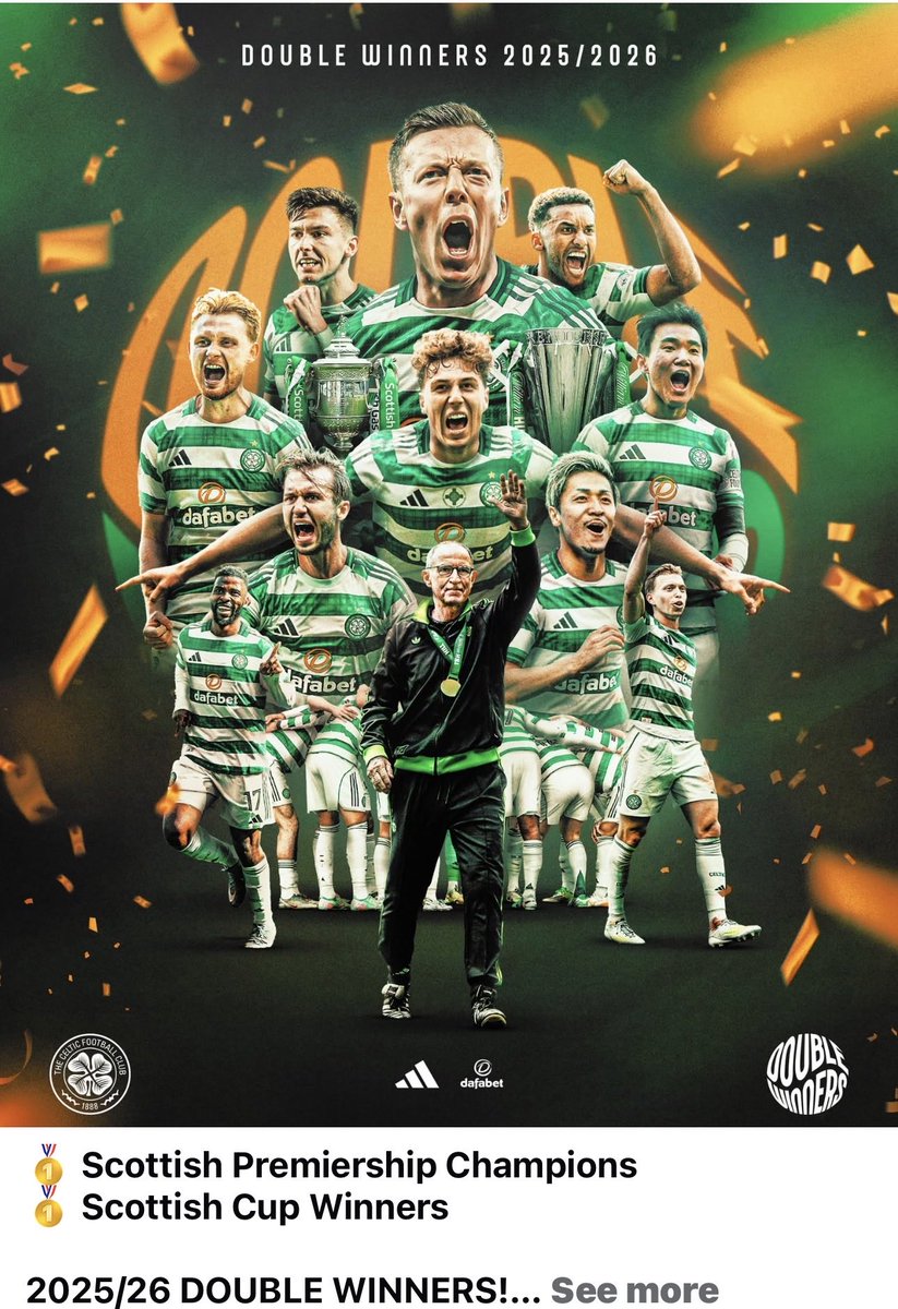 gkel18's tweet photo. @JamieBrysonLLB  🥇 Scottish Premiership Champions
🥇 Scottish Cup Winners

2025/26 DOUBLE WINNERS! 

#CelticFC🍀🏆🏆 https://t.co/jiTcDmBrVo