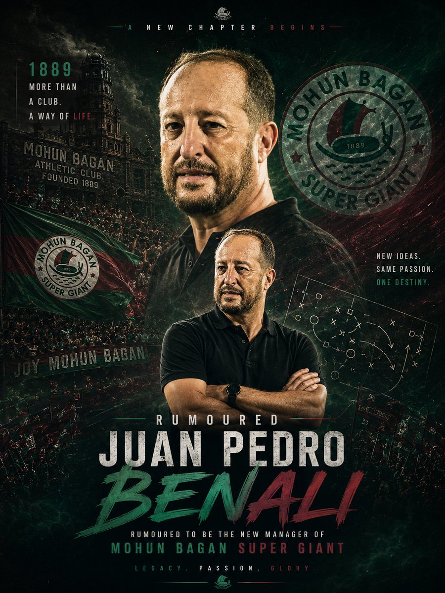 BaganXtra's tweet photo. 🚨🟢🔴 | Juan Pedro Benali 🇪🇸 is emerging as a strong contender to become the next manager of @mohunbagansg .

#MBSG #JoyMohunBagan #আমরাসবুজমেরুন https://t.co/ljF7ayeN7a