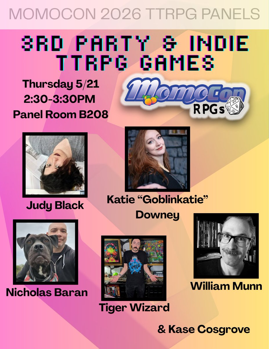 Goblinkatie's tweet photo. Come see me at #MomoCon2026 this weekend! I’m going to be moderating 4 panels with an incredible array of brilliant people sharing their thoughts and experience. 

#MomoCon runs May 21st-24th at the GA World Congress Center in Atlanta, GA.

Tickets: https://t.co/XUmSkerBVU https://t.co/Z7dQOcYI5Y