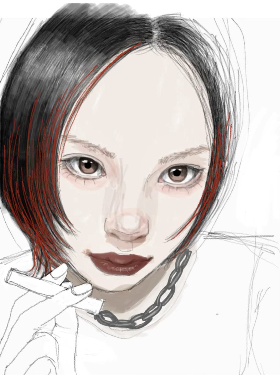 続き💭🚬 #wip #人物画 #アート #art #artwork #イラスト