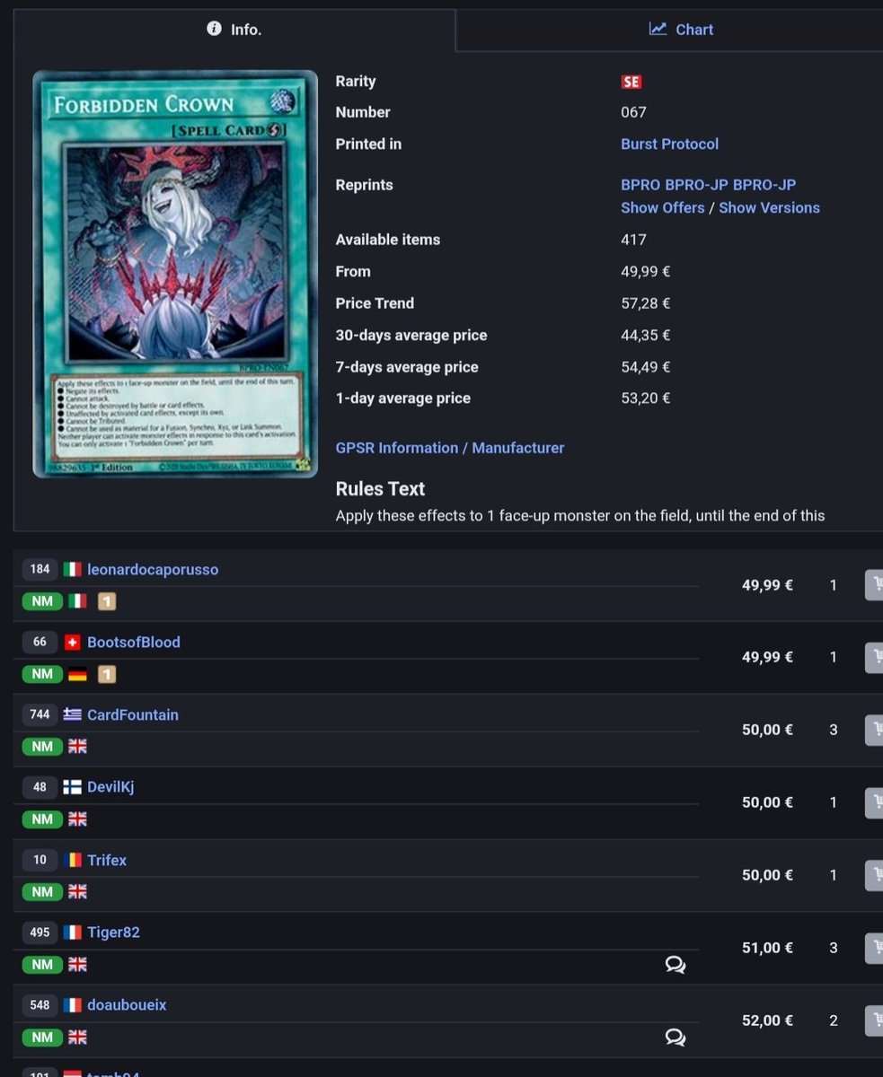 Foxkabel95's tweet photo. @JeffPersonMan Yeah if the lowest rareti is secret, then we get prices like this, have to wait untill they get reprints as supers ir lower https://t.co/ZUj0hfmJdT