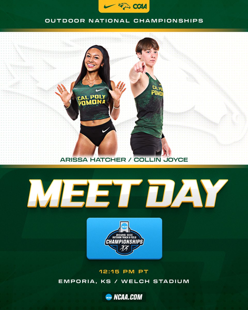 CPPxctf's tweet photo. The final day at the National Championships!

12:15 PM PT - Collin Joyce in Triple Jump Finals
3:25 PM PT - Arissa Hatcher in 800m Finals

📊: https://t.co/FlhL2HS4fu
🎥: https://t.co/Q9WmsksxBn

#WeAreCPP https://t.co/Do0TFk4IcX