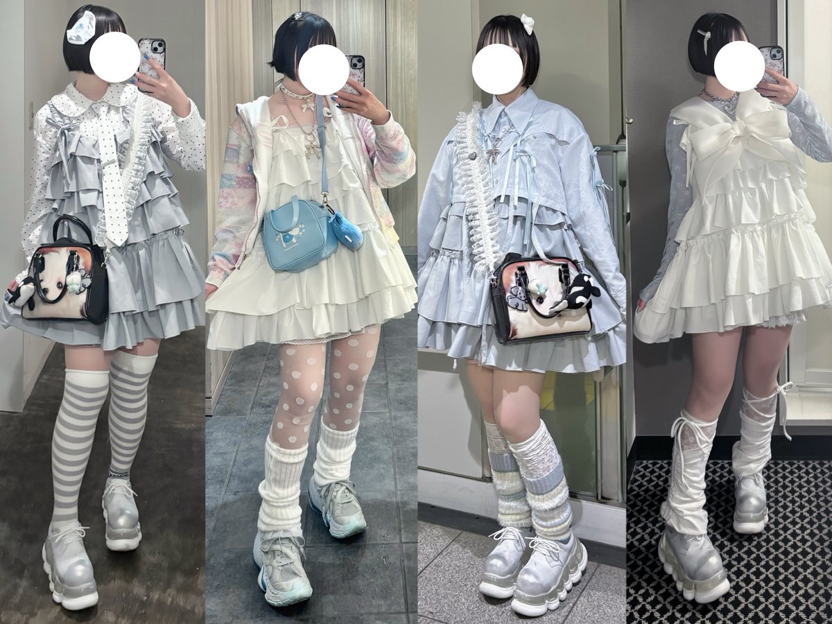 ホイップクリームミニワンピースずっと着てる🍰 楽でシワつかなくて丈