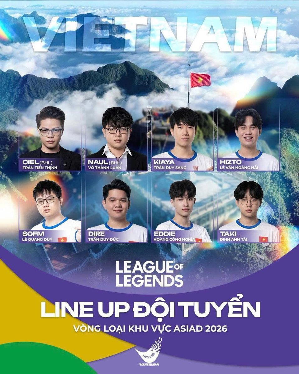 CoachCiel's tweet photo. Cảm thấy tự hào và vinh dự là huấn luyện viên của đội tuyển LMHT Việt Nam tham dự ASIAD 2026
Mình và cả đội sẽ nỗ lực tập luyện hết sức để cùng nhau mang lại thành tích tốt nhất cho đội tuyển🇻🇳 https://t.co/5WPtlSeejT