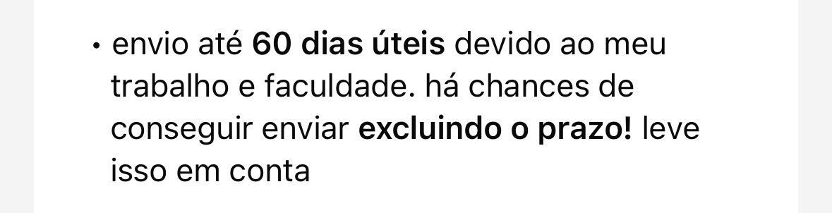 monchhirei's tweet photo. no pv e ela alterou para 60 dias úteis, mas continuei levando em consideração o que estava escrito na hora que preenchi, mesmo assim o prazo de 60 dias úteis quase foi ultrapassado também... https://t.co/QNLTvJt9kl
