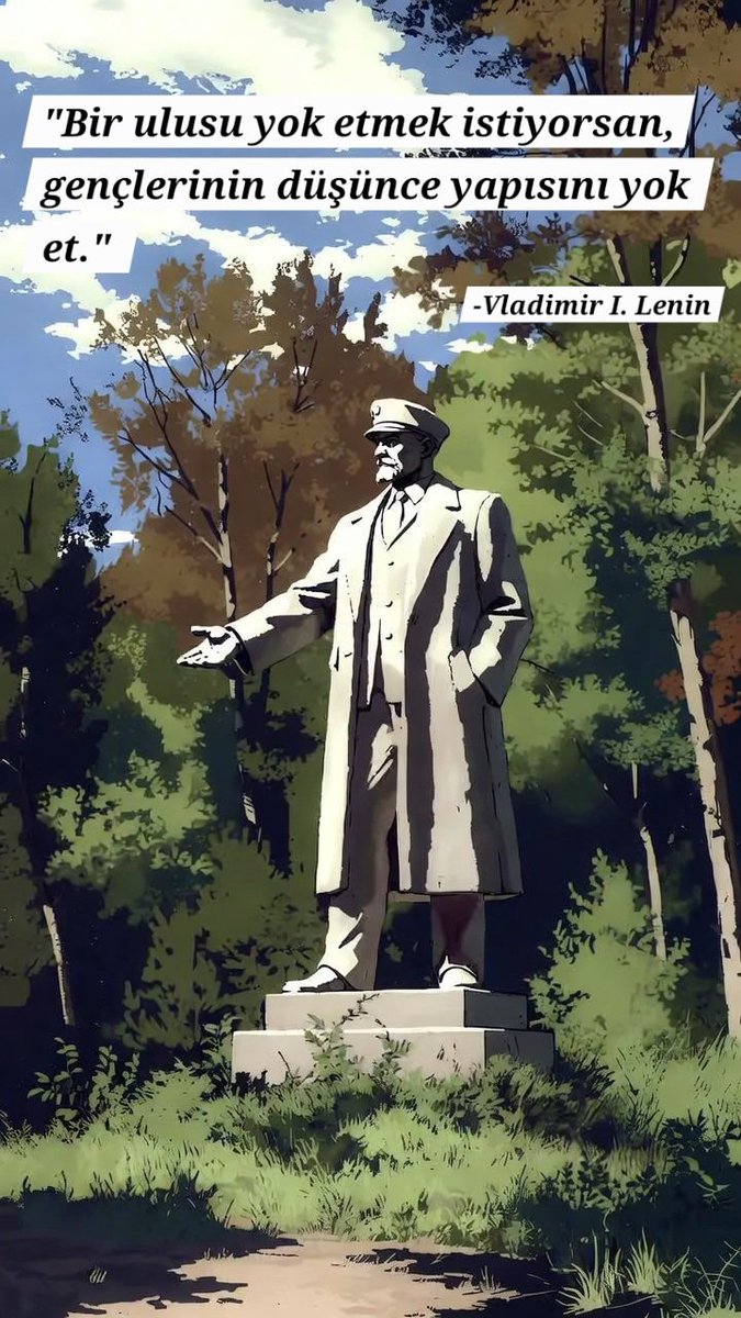 Gaddarpatron's tweet photo. "Bir ulusu yok etmek istiyorsan, gençlerinin düşünce yapısını yok et." 
- Vladimir I. Lenin

#CHPÖzgürÖzel #türkiye https://t.co/Lia4ieAHqa